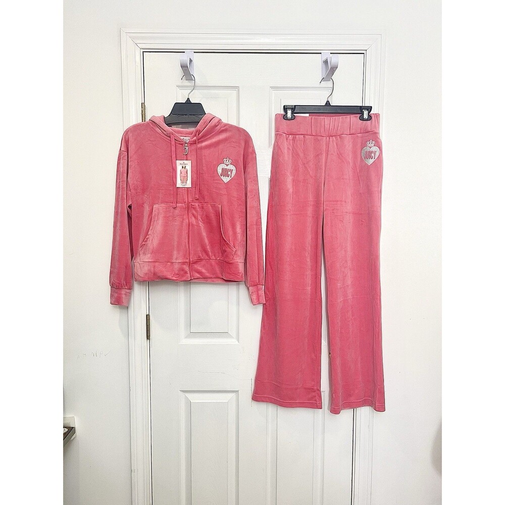 New Juicy Couture Size XS  Velour Tracksuit Set Pink Lemonade